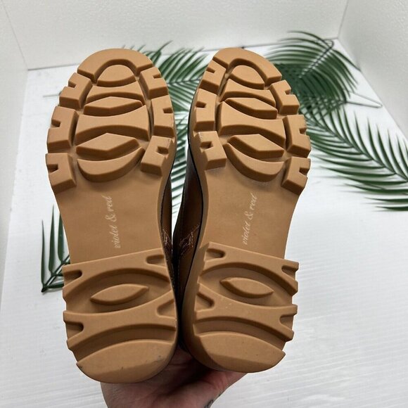 Violet & Red Alexa Brown Suede Fleece Trim Lug Combat Boots Size 8.5M NWOB - Picture 11 of 13